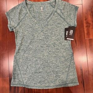 New NWT Ideology Green Athletic T-Shirt V-Neck Short Sleeve Top Activewear Sz XS